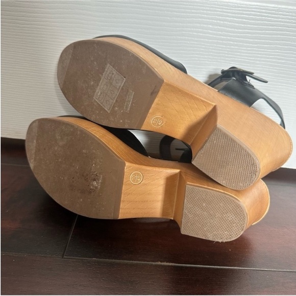 Size 10 Bamboo Black Clog Wedge Heels - Picture 4 of 5